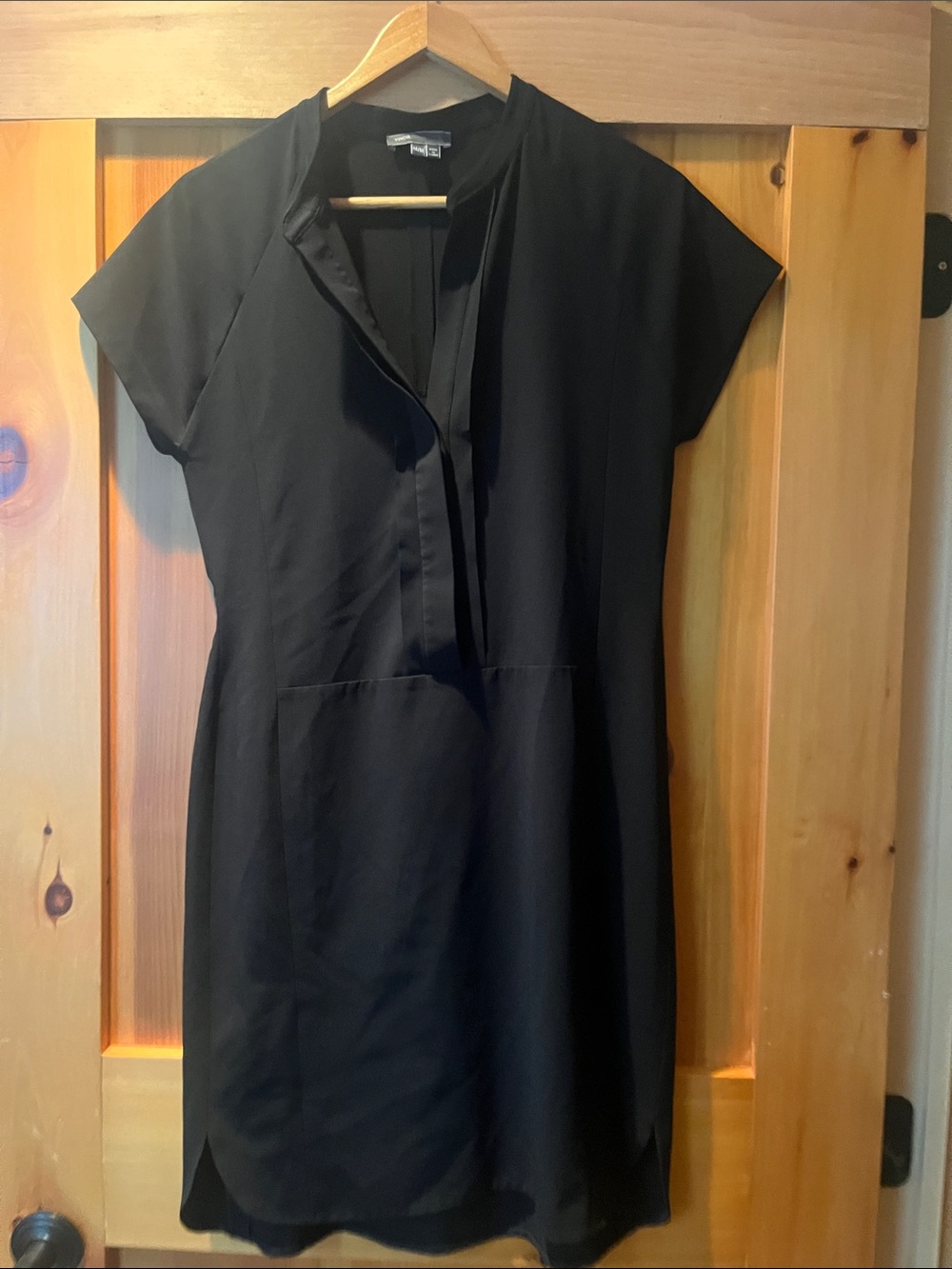 Vince Black Short-Sleeve Mini Shift Dress